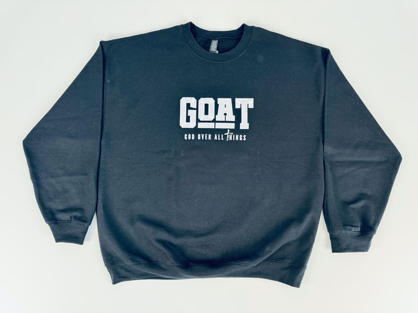 God Over All Things Embroidered Sweatshirt - GOdCREATEd