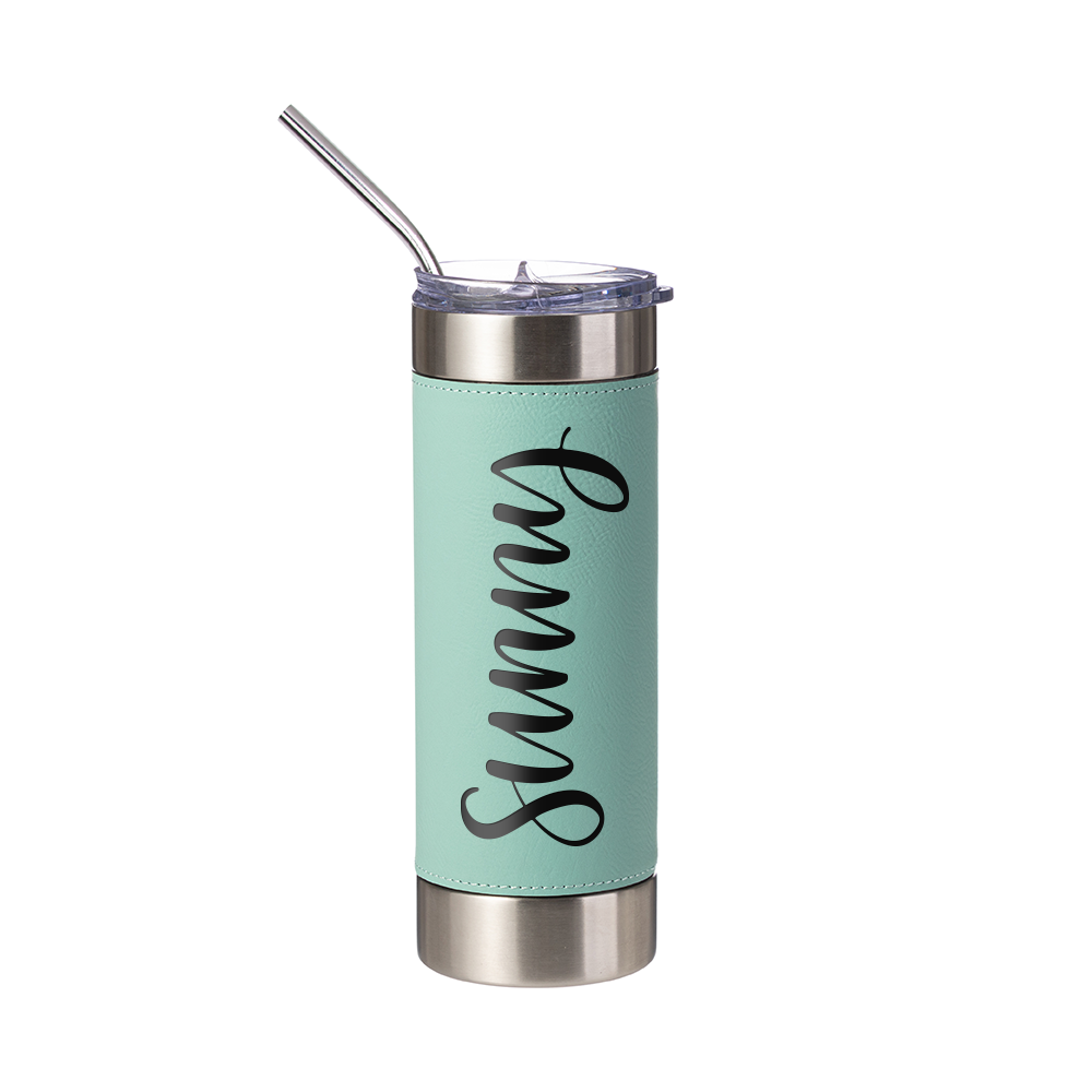 PU Leather Sleeve Stainless Steel Skinny Tumbler 20 oz
