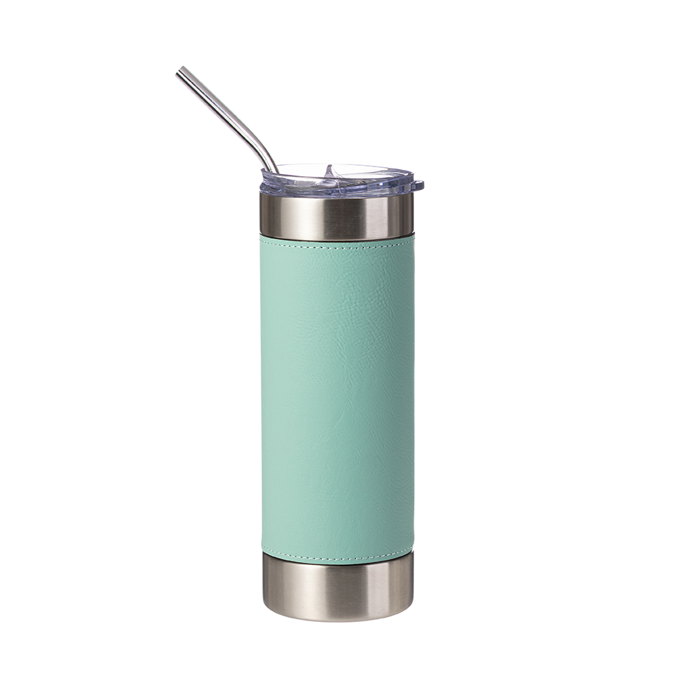 PU Leather Sleeve Stainless Steel Skinny Tumbler 20 oz