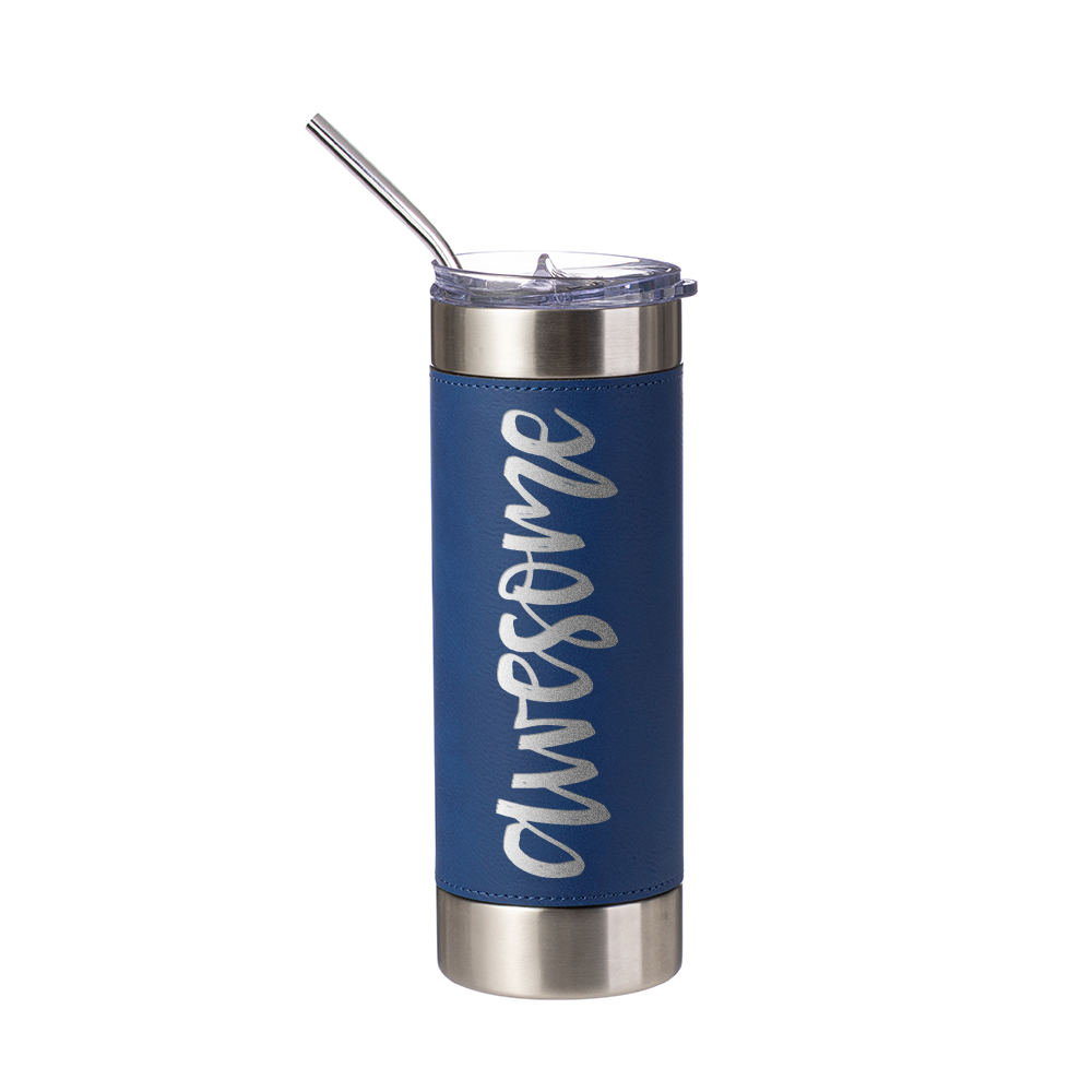 PU Leather Sleeve Stainless Steel Skinny Tumbler 20 oz
