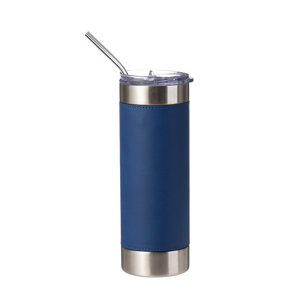PU Leather Sleeve Stainless Steel Skinny Tumbler 20 oz