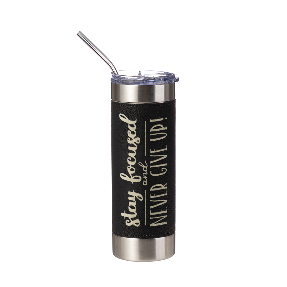 PU Leather Sleeve Stainless Steel Skinny Tumbler 20 oz