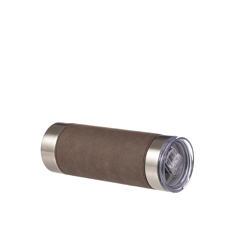 PU Leather Sleeve Stainless Steel Skinny Tumbler 20 oz