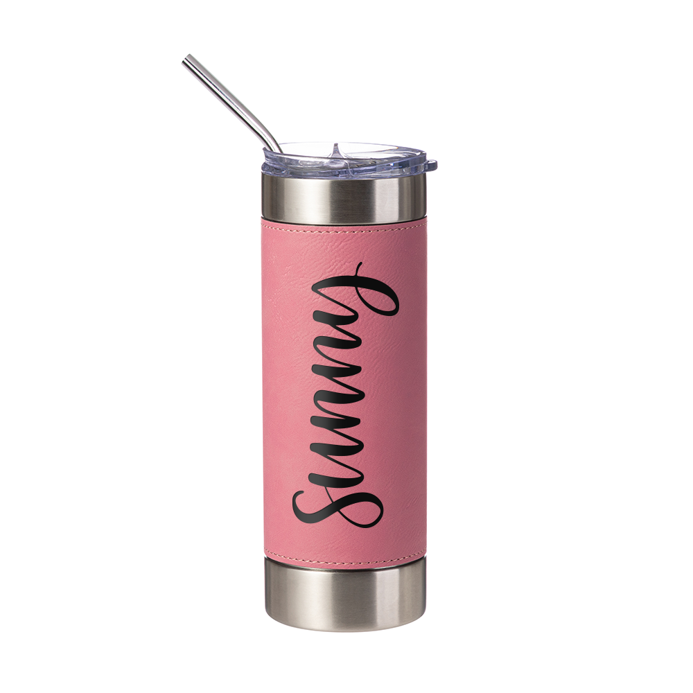 PU Leather Sleeve Stainless Steel Skinny Tumbler 20 oz