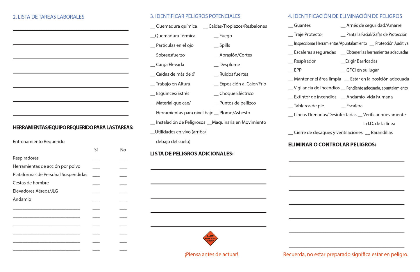 PTP Trifold Cards - Spanish - Parkerbuilt HQ