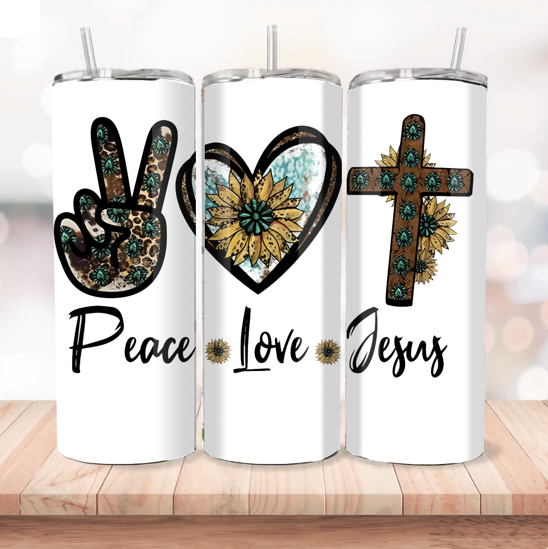 Peace Love Jesus Tumbler - GOdCREATEd