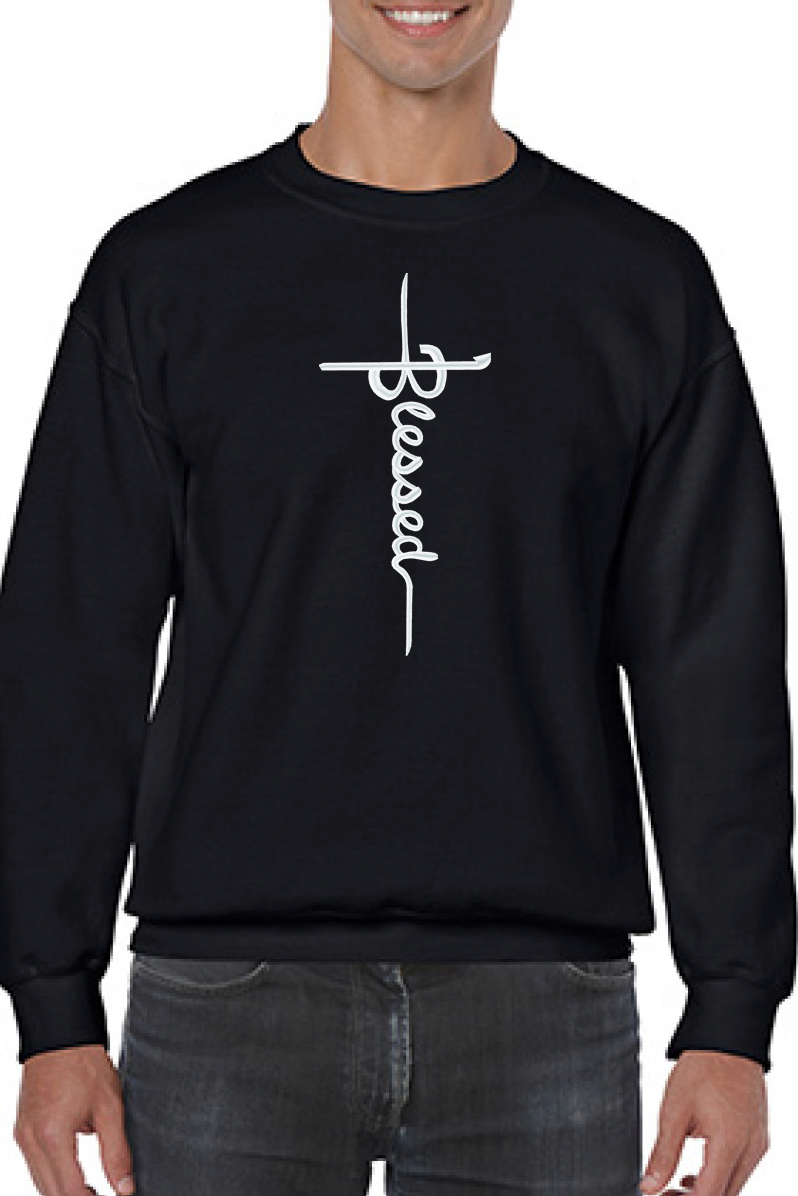 "Blessed" Embroidered Sweatshirt - GOdCREATEd