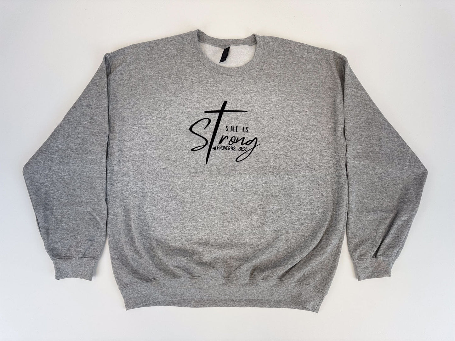 She is Strong Embroidered Sweatshirt - GOdCREATEd