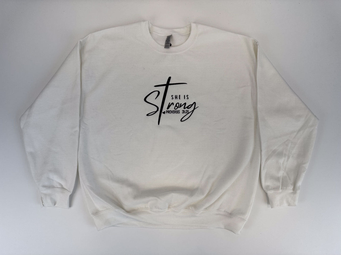 She is Strong Embroidered Sweatshirt - GOdCREATEd