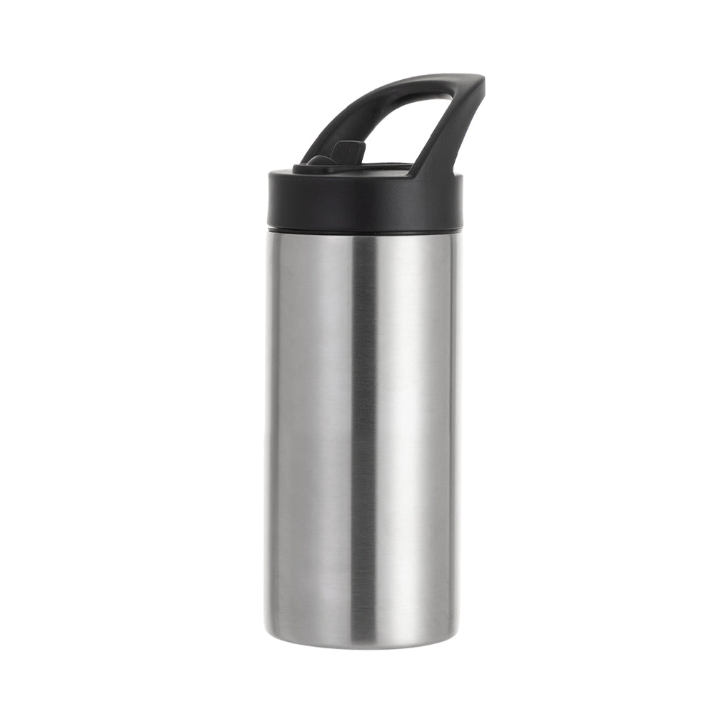 Stainless Steel Skinny Tumbler with Black Portable Straw Lid 16 oz - Parkerbuilt HQ