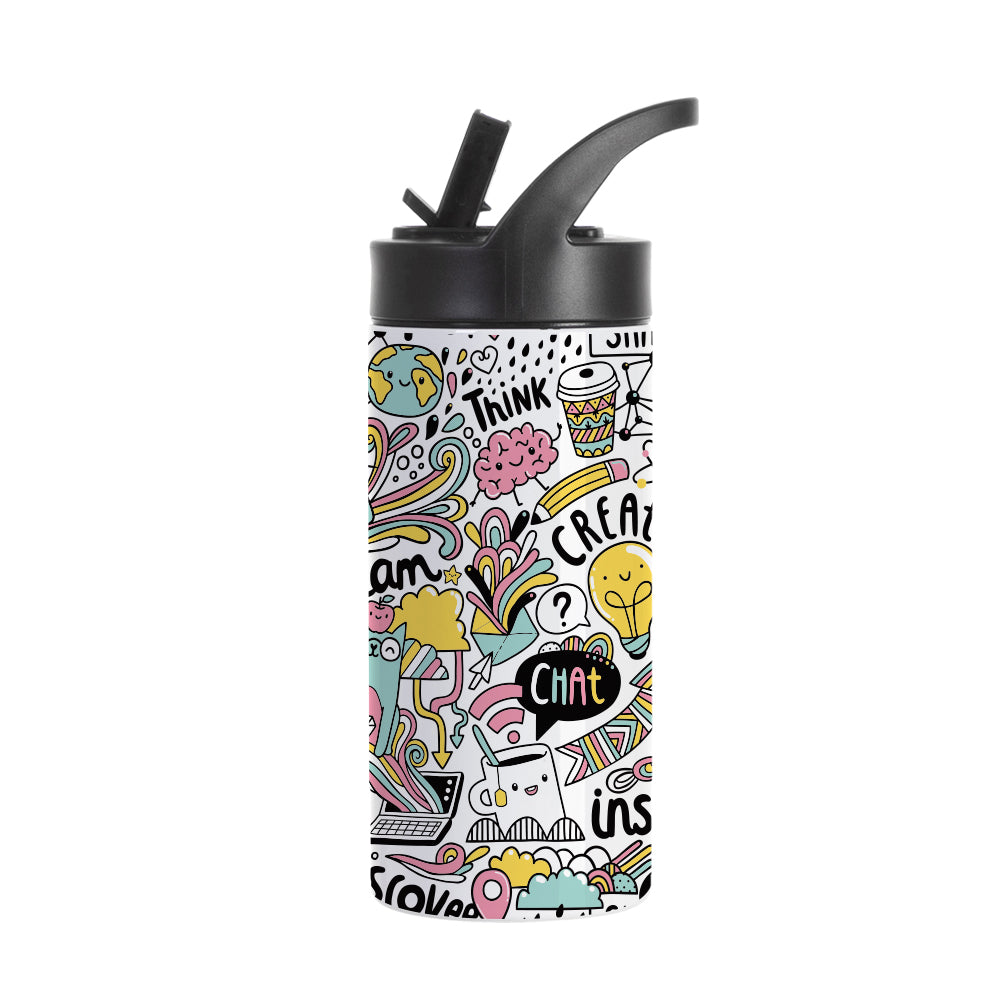 Stainless Steel Skinny Tumbler with Black Portable Straw Lid 16 oz - Parkerbuilt HQ