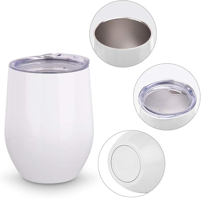 Sublimation Blanks Wine Tumbler Cups White - 12 oz - Parkerbuilt HQ