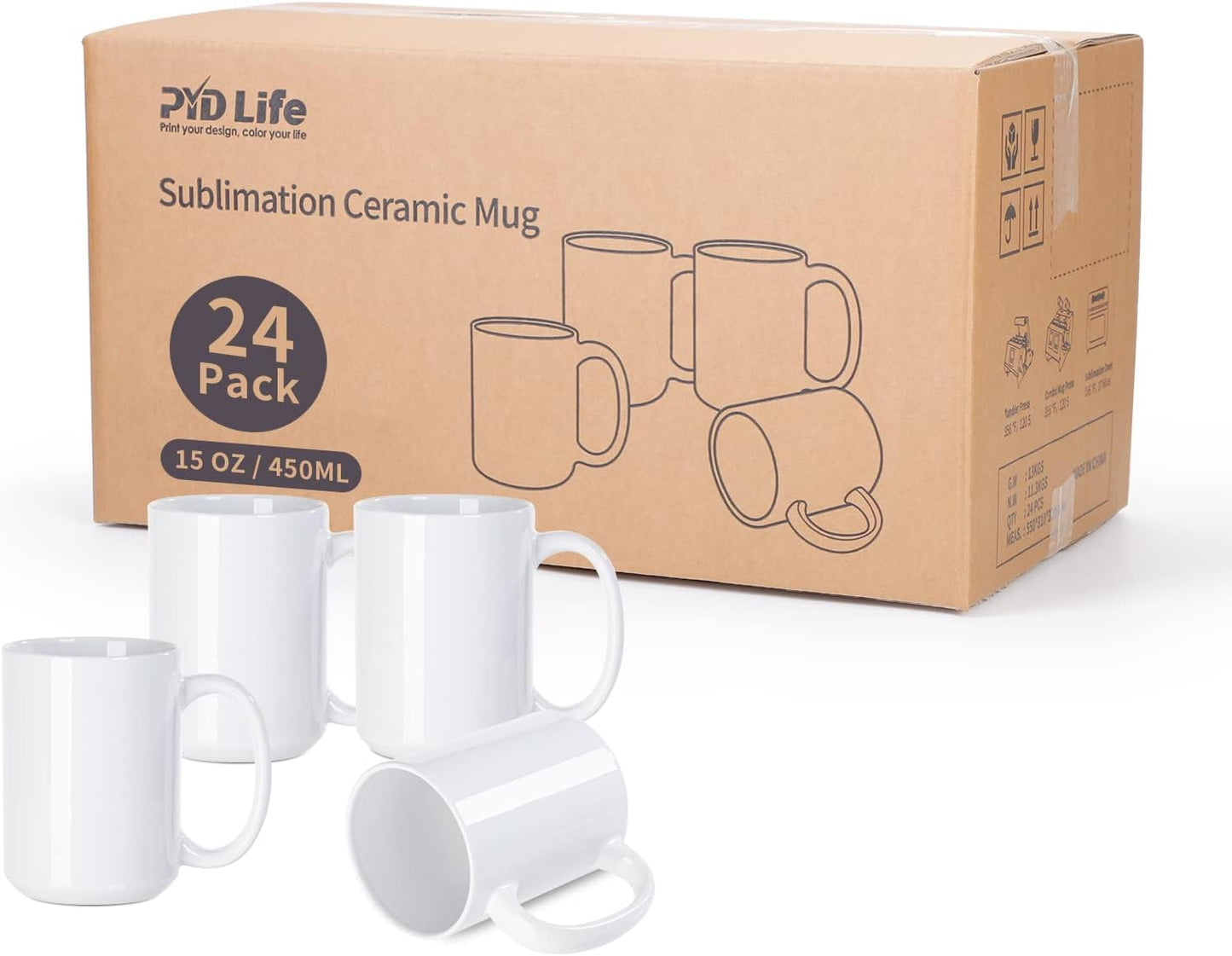 Sublimation Ceramic Coffee Mugs White - 15 oz - Parkerbuilt HQ