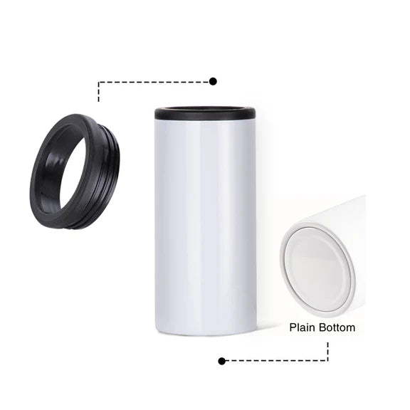 Sublimation Cold Drink Skinny Beer Can Cooler Stainless Steel Insulator White 12 OZ - Parkerbuilt HQ