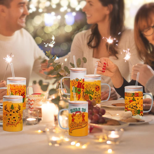 Sublimation Glass Beer Mug Frosted with Bamboo Lid and Glass Straw - 18 oz - Parkerbuilt HQ