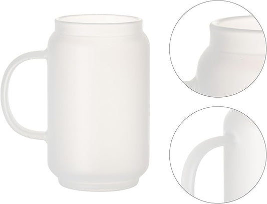 Sublimation Frosted Glass Blanks with Handle Bamboo Lid and Plastic Straw Mugs - 13 oz - Parkerbuilt HQ