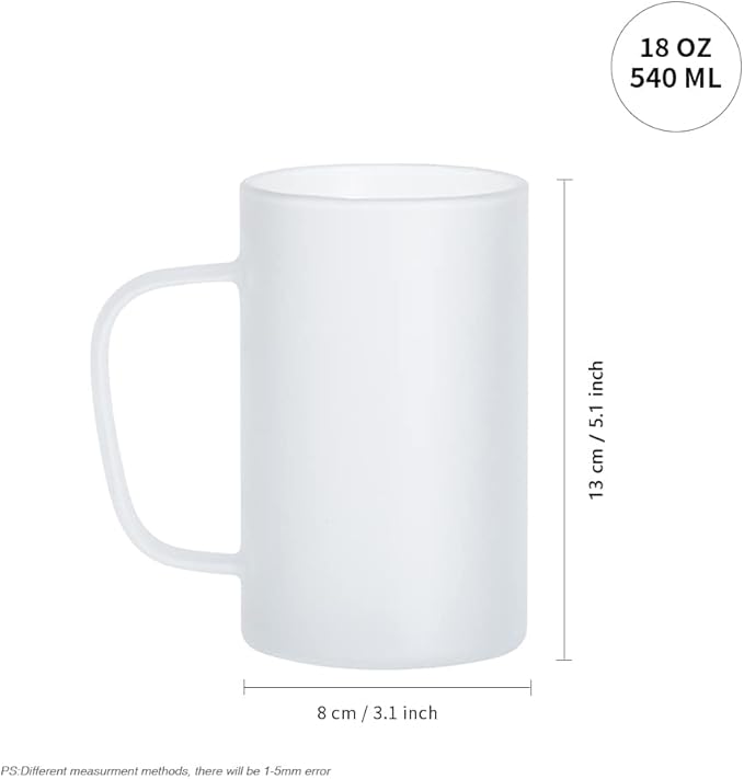 Sublimation Glass Clear or Frosted Beer Mugs with Handle - 18 oz - Parkerbuilt HQ