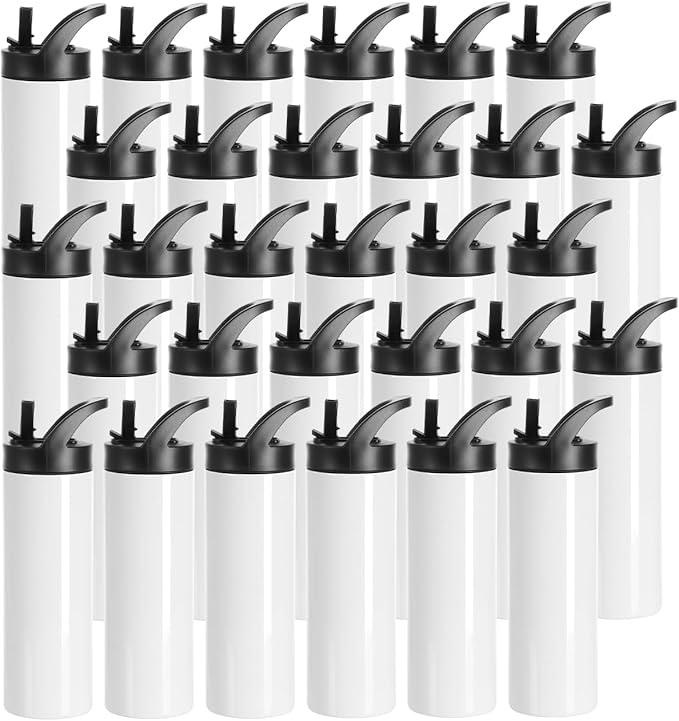 Sublimation Kids Water Bottle Tumblers White with Lid and Straw 20 OZ - Parkerbuilt HQ