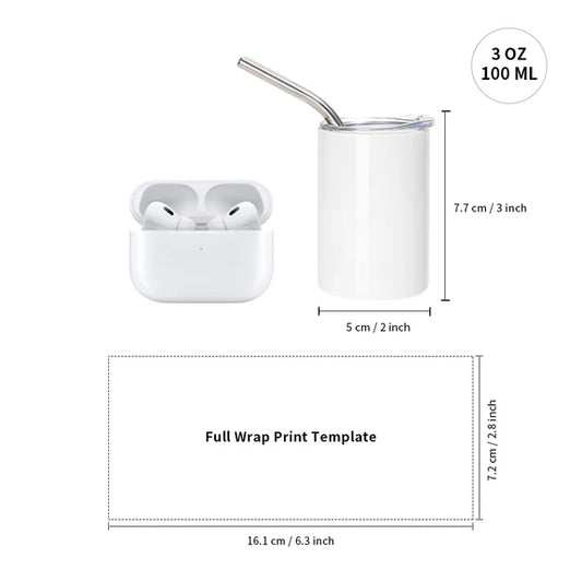 Sublimation Mini Straight Tumbler Blanks Shot with Metal Straw 3 oz - Parkerbuilt HQ