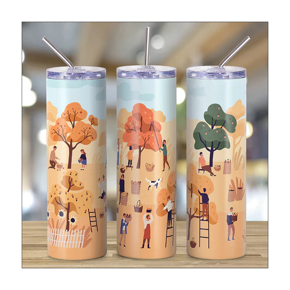 Sublimation Skinny Straight Tumbler White With Metal Straw And Slide Lid 30 OZ