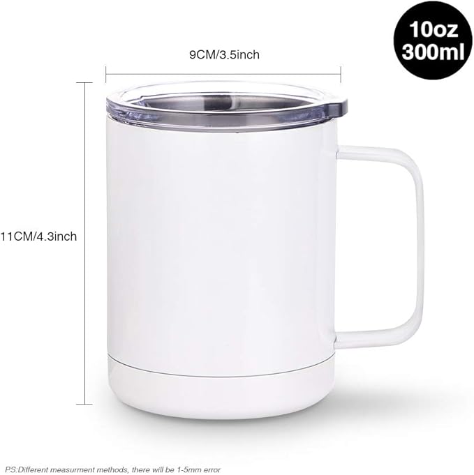 Sublimation Stainless Steel Coffee Mug with Handle and Lid - 10 oz - Parkerbuilt HQ