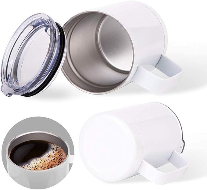 Sublimation Stainless Steel Coffee Mug with Handle and Lid - 10 oz - Parkerbuilt HQ