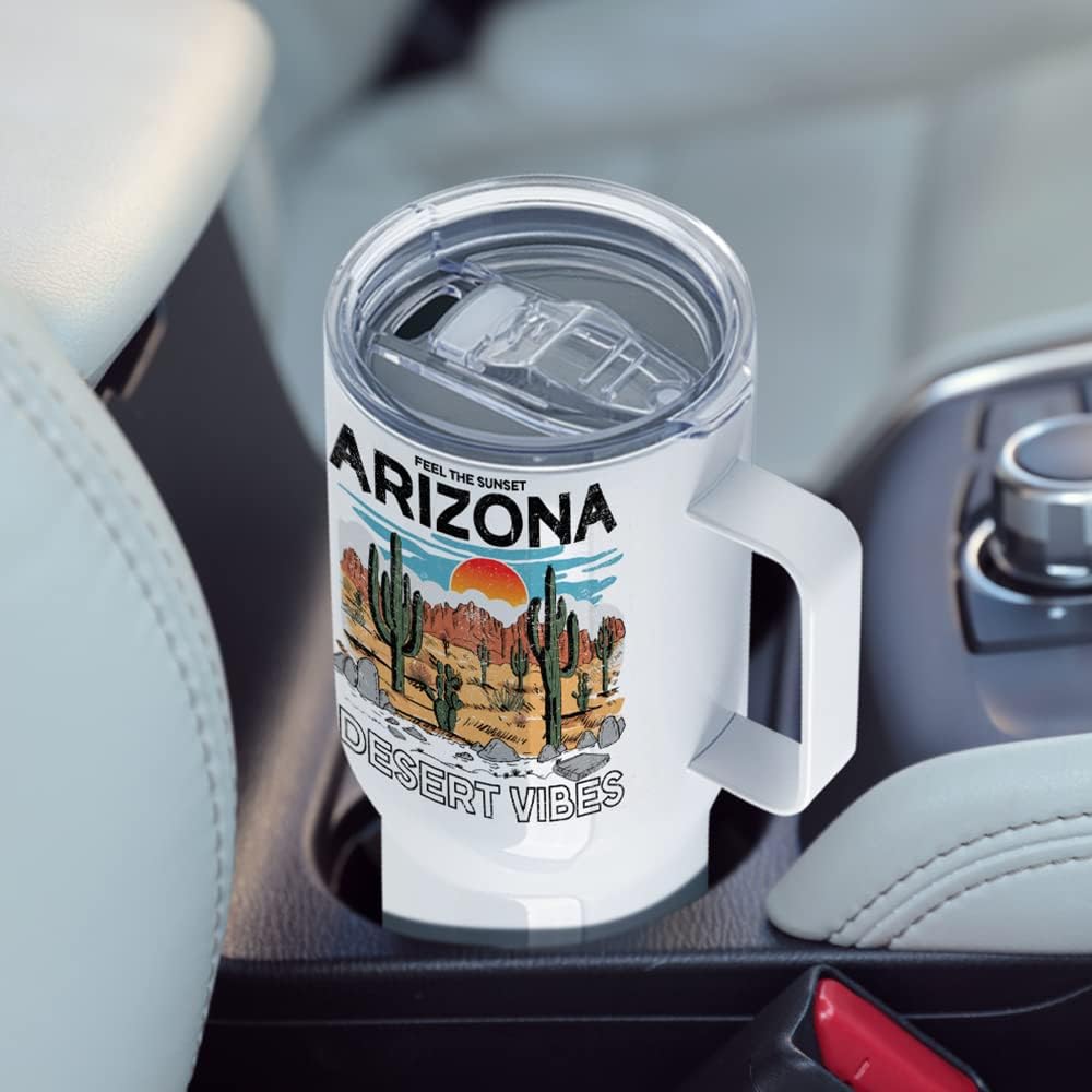 Sublimation Travel Coffee Mug with Leakproof Lid and Handle - 25 oz