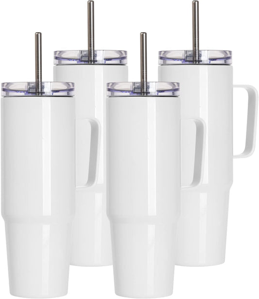 Sublimation Travel Tumbler with Handle Leakproof Lid and Stainless Straw - 36 oz - Parkerbuilt HQ