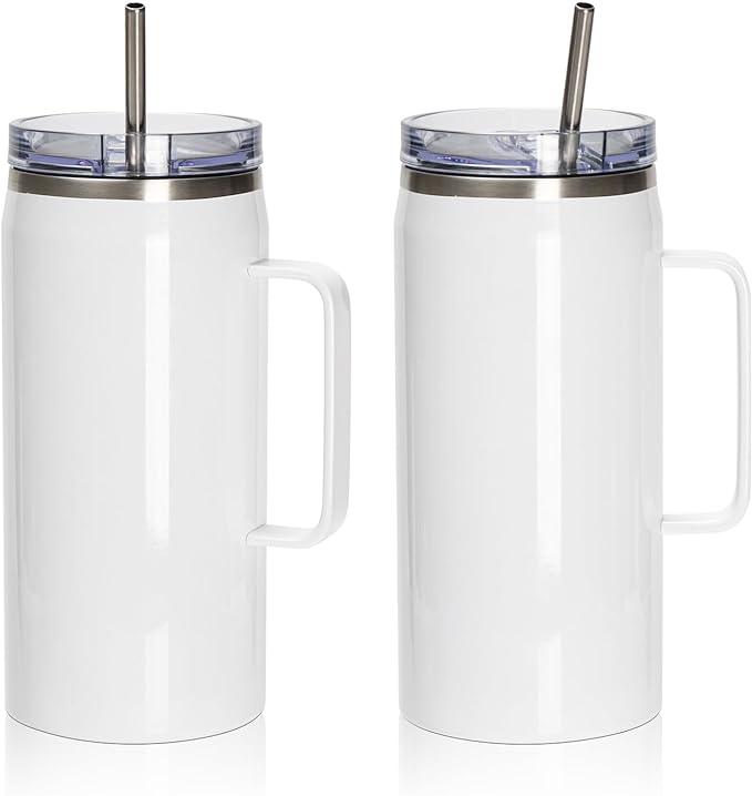 Sublimation Tumblers with Handle Lid and Straw Insulated Stainless Steel Jug - 40 oz