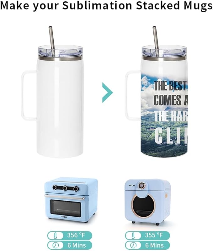 Sublimation Tumblers with Handle Lid and Straw Insulated Stainless Steel Jug - 40 oz