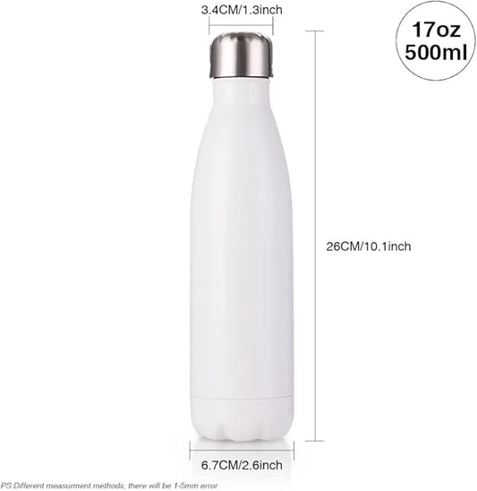 Sublimation Water Bottles Blanks White Stainless Steel - 17 oz - Parkerbuilt HQ