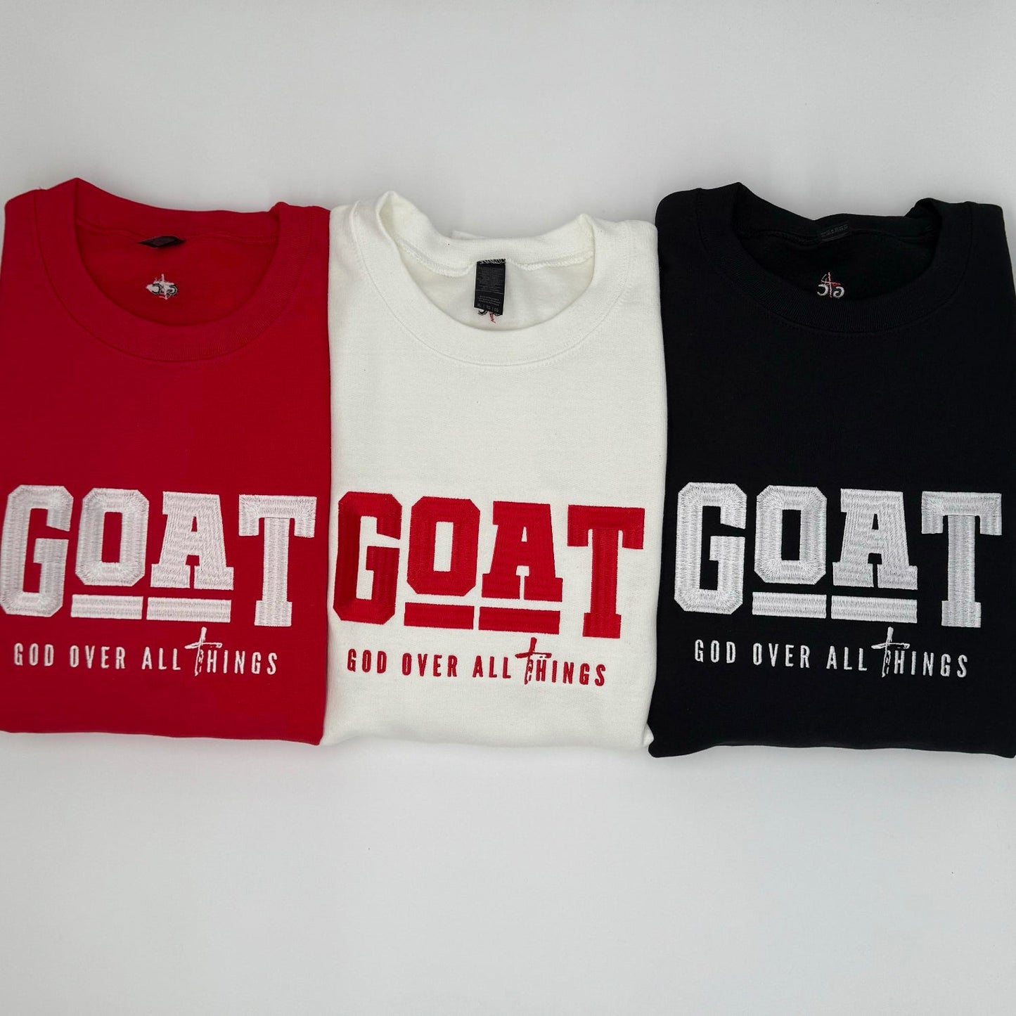 God Over All Things Embroidered Sweatshirt - GOdCREATEd