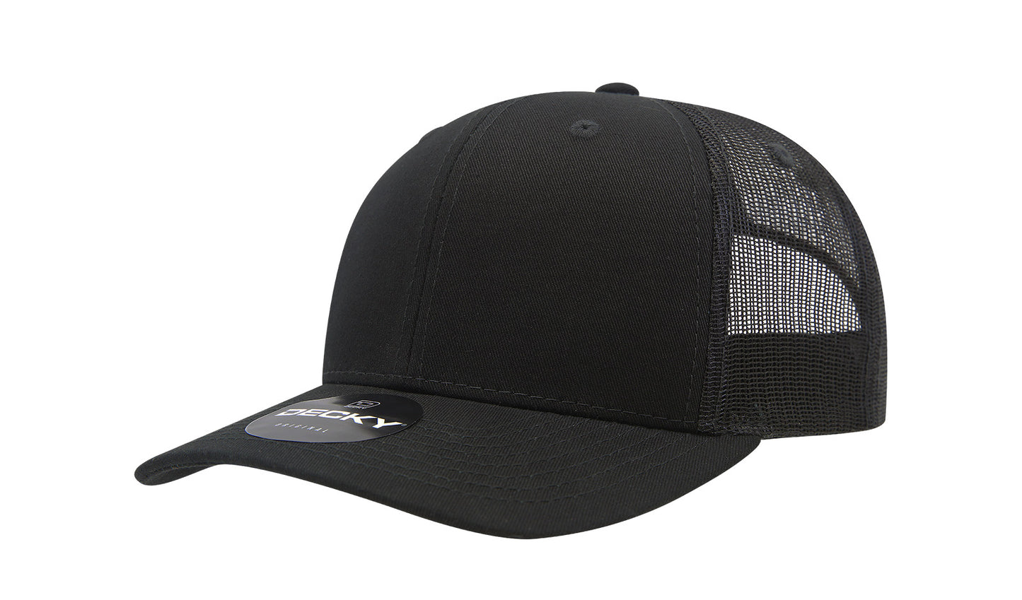 Decky 6 Panel Mid Profile Structured Cotton Blend Trucker