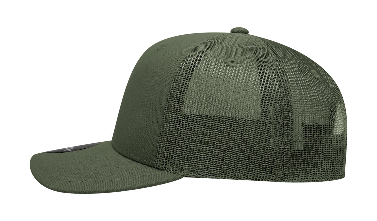 Decky 6 Panel Mid Profile Structured Cotton Blend Trucker