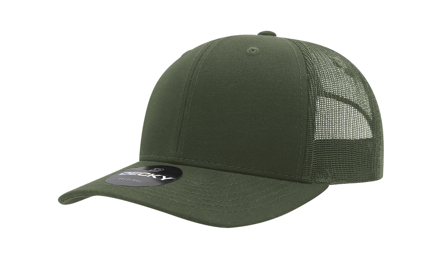 Decky 6 Panel Mid Profile Structured Cotton Blend Trucker