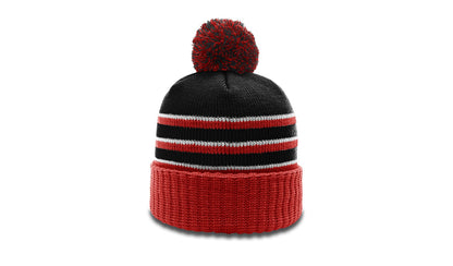 STRIPED BEANIE W/ CUFF & POM