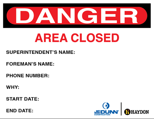 JED 11 x 8.5 Two-Side Coroplast Danger Sign