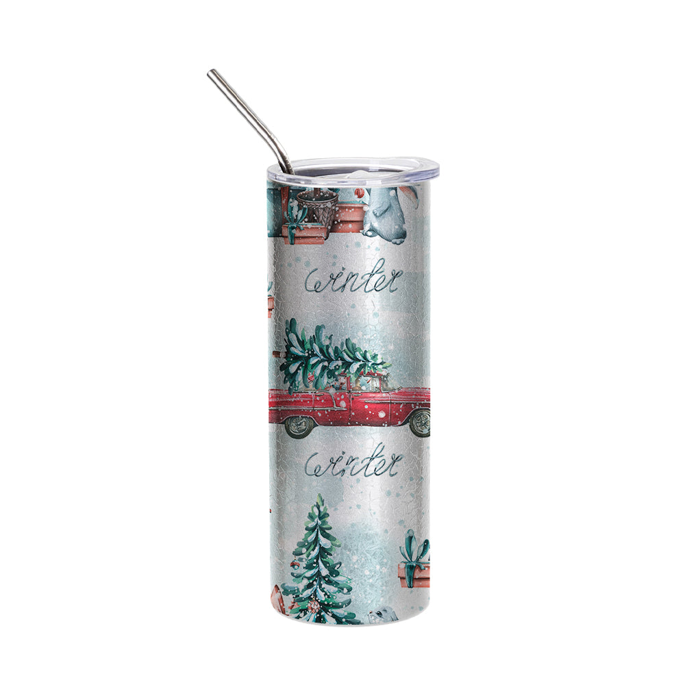 Crackle Finish Stainless Steel Skinny Tumbler 20 oz