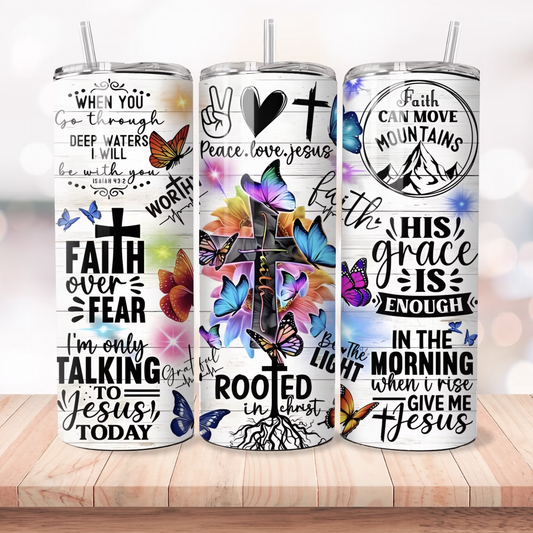 Faith & Butterflies Tumbler - GOdCREATEd