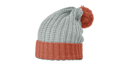 CHUNK CABLE BEANIE WITH CUFF & POM