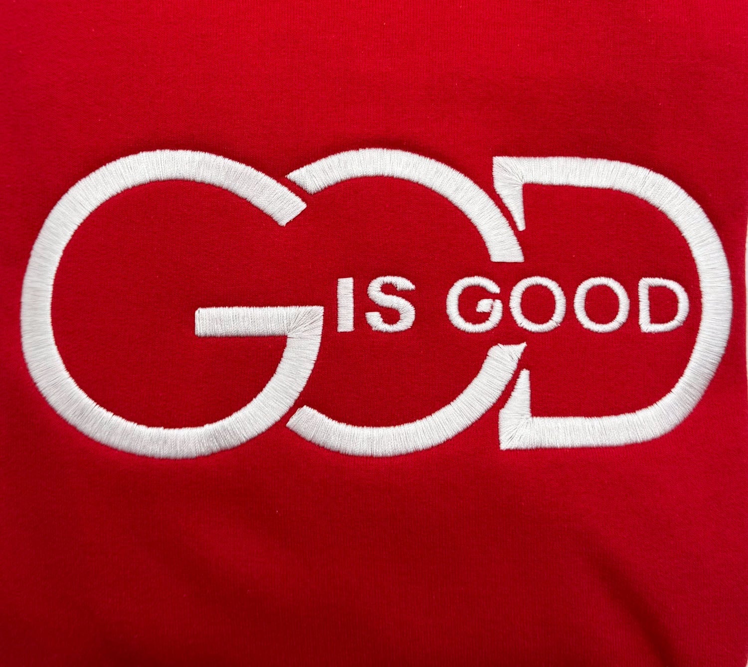 "God Is Good" Embroidered Sweatshirt - GOdCREATEd