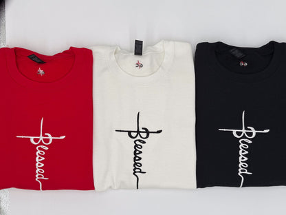 "Blessed" Embroidered Sweatshirt - GOdCREATEd