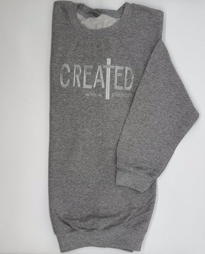 "Created with a Purpose" Embroidered Sweatshirt - GOdCREATEd