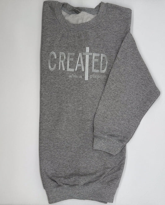 "Created with a Purpose" Embroidered Sweatshirt - GOdCREATEd