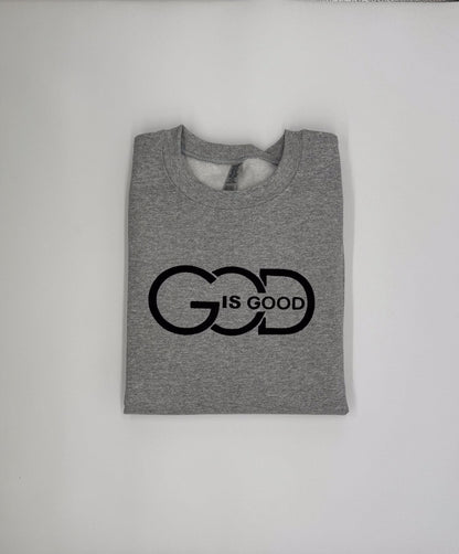 "God Is Good" Embroidered Sweatshirt - GOdCREATEd