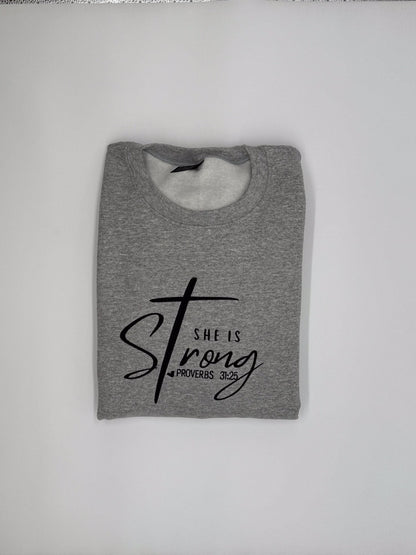 She is Strong Embroidered Sweatshirt - GOdCREATEd