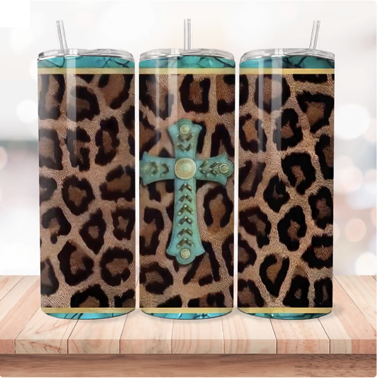 Leopard and Cross Tumbler - GOdCREATEd