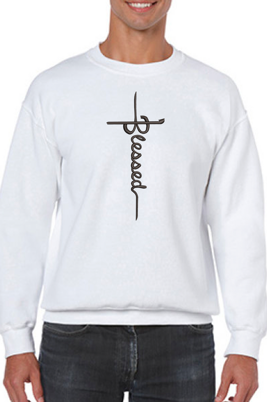 "Blessed" Embroidered Sweatshirt - GOdCREATEd