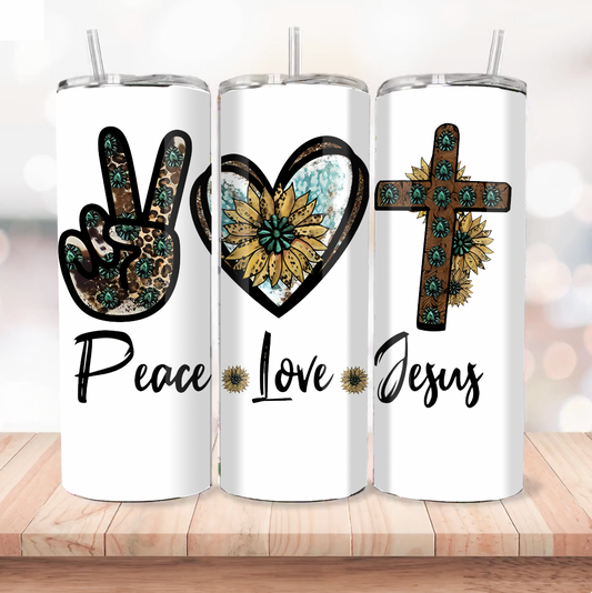 Peace Love Jesus Tumbler - GOdCREATEd
