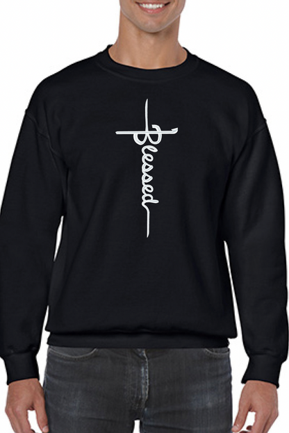 "Blessed" Embroidered Sweatshirt - GOdCREATEd